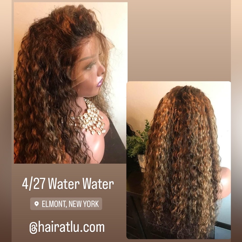 13x4 Highlighted Water Wave (4/27) Grade 12A Swiss Lace Frontal Wig!!